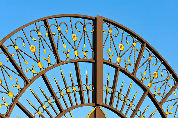 istock Metal forged grille gate 160115897