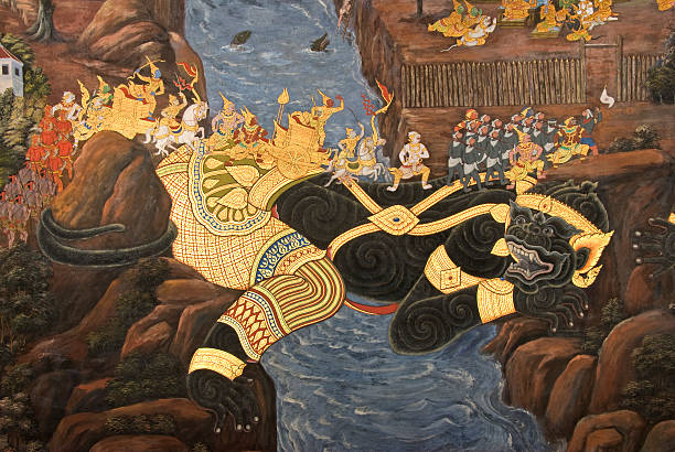 istock Thai (Ramayana story) Mural Painting on the wall 160116134