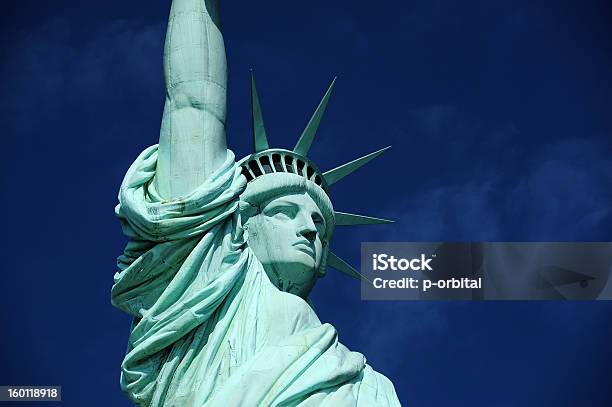 Statue Of Liberty Face Stock Photo - Download Image Now - Adult, Blue, Cloud - Sky