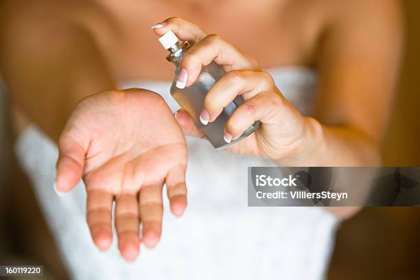 Bride Spraying Perfume Stock Photo - Download Image Now - Adult, Beauty, Beauty Product