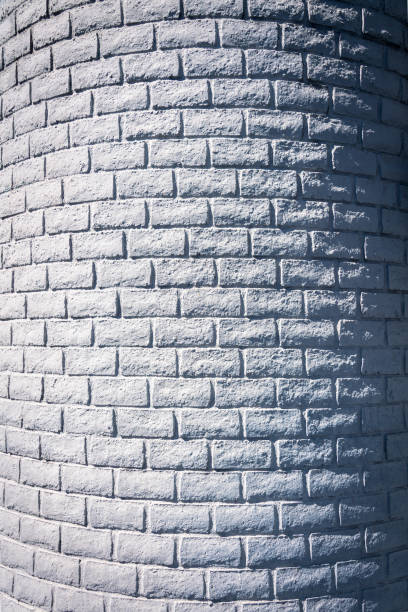 Gray Rounded Turret Wall - Light From Left Side - fotografia de stock