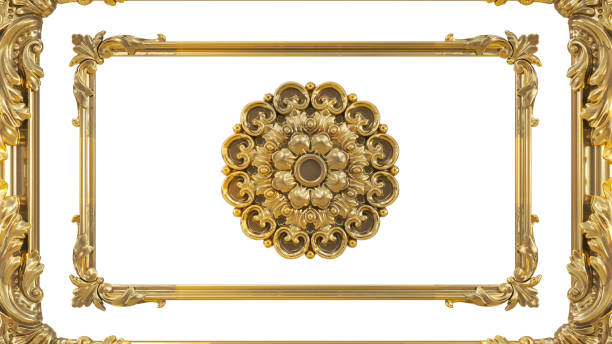 istock Decorative golden vintage frames, Golden baroque frame on transparent background. 1601204998