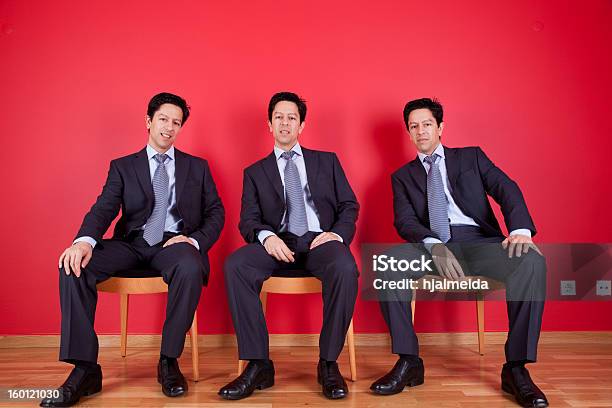 Three Twin Businessman Waiting Stock Photo - Download Image Now - Cloning, Men, Only Men