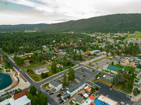 Aerial drone photo town of Woodland Park Colorado