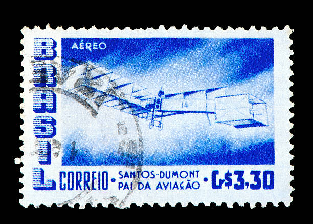 istock Brazilian postage stamp, on black background. 160121438