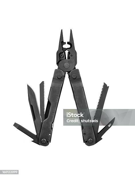 Steel Zange Falten Multitool Eröffnet Stockfoto und mehr Bilder von Einzelner Gegenstand - Einzelner Gegenstand, Fotografie, Freisteller – Neutraler Hintergrund