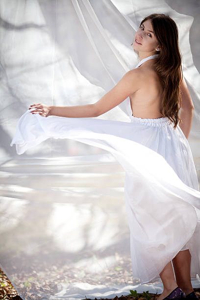 istock Beautiful dancing girl in white 160124036