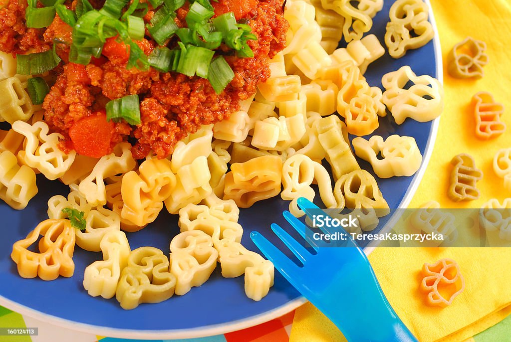 Espaguete à bolonhesa para crianças - Foto de stock de Abobrinha royalty-free