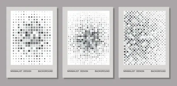 Vector illustration of Vector set of minimalism geometric half tone template design backgrounds