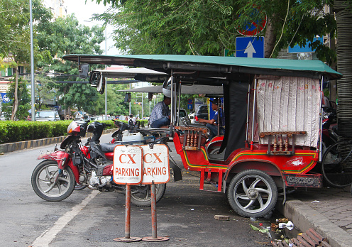 Tuk Tuk cars, rudimentary means of transportation of people in Cambodia and Southeast Asian countries