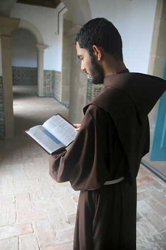 salvador, bahia, brazil - march 24, 2022: Franciscan monk seen during a religious celebration in the city of Salvador.