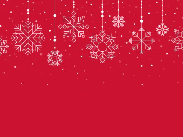 Vector illustration of Winter Snowflake Holiday Christmas Red Hanging Ornament Background