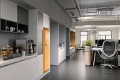 Close-up View Of Open Plan Kitchen In Modern Office