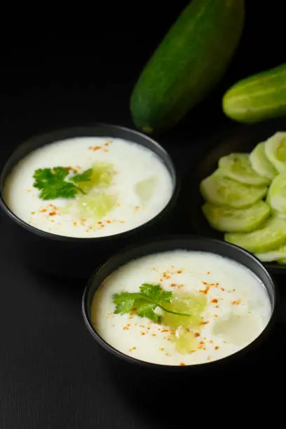 Cucumber raita is a popular Indian yogurt-based side dish or condiment that's known for its cooling and refreshing properties.