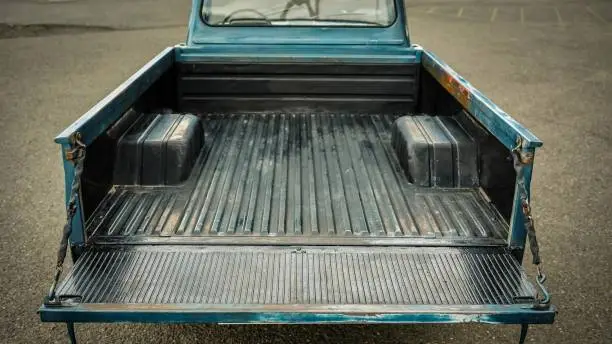 Small truck bed on a vintage truck