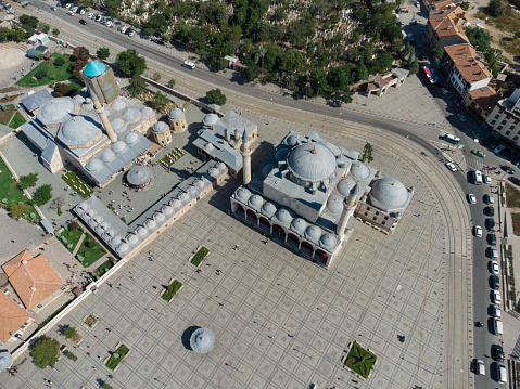 Drone Images of Mevlana Square and Sultan Selim Mosque in Konya Turkey in 2023