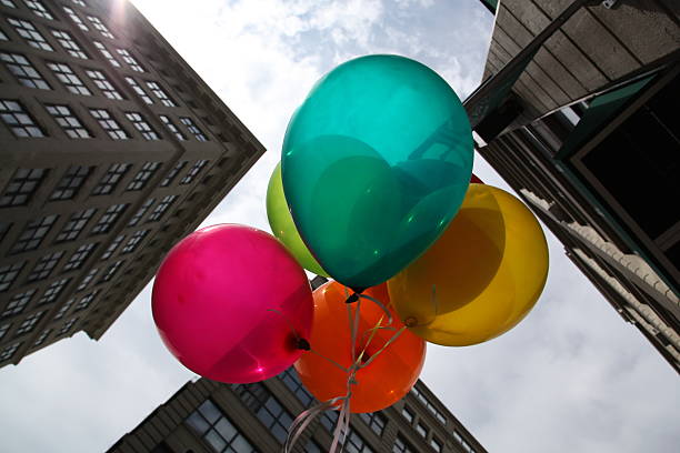 istock Colorful balloons in city 160134721