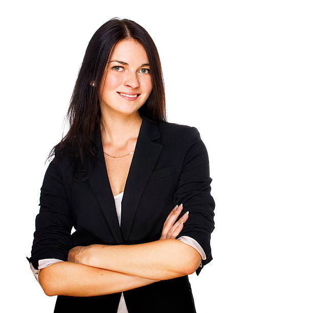 istock Business woman smiling over white background 160134902
