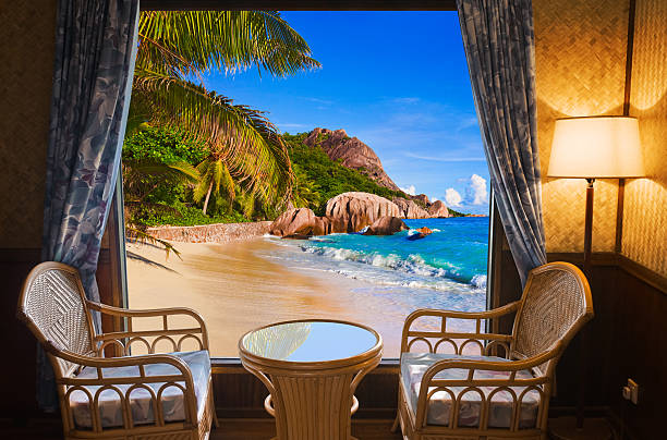 istock Hotel room and beach landscape 160134976