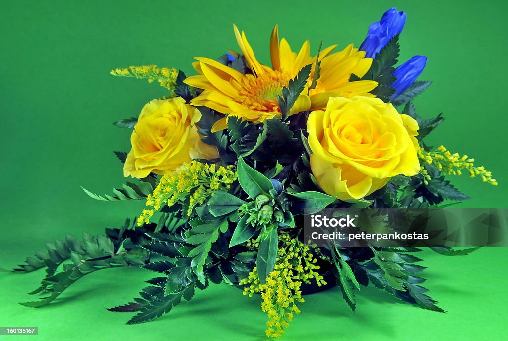 Belo bouquet sobre fundo verde - Royalty-free Amarelo Foto de stock