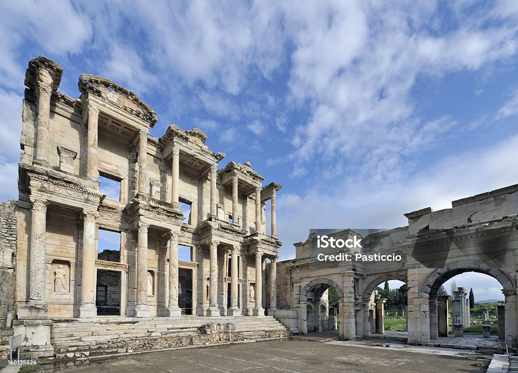 Biblioteca de Celsus de Éfeso - Royalty-free Antigo Foto de stock