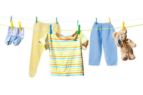 istock Drying baby clothes and a teddy bear 160136322