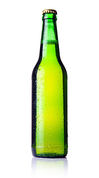 istock Green bottle of beer isolated on white 160137649