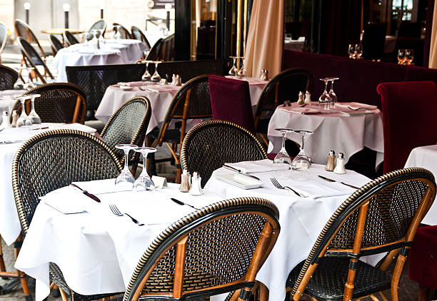 istock Street view of a Cafe terrace 160137711