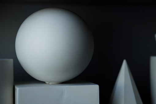 plaster ball for training artists, three-dimensional objects for drawing. light and shadow on objects round