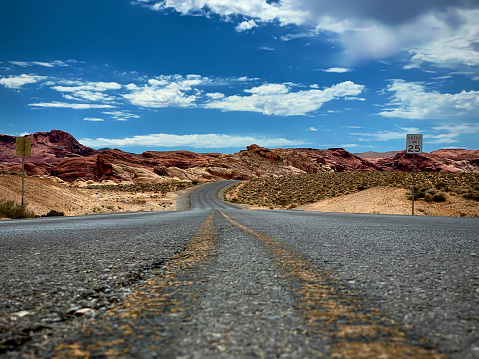 Desert Road at the Valley of Fire Statepark in Nevada
