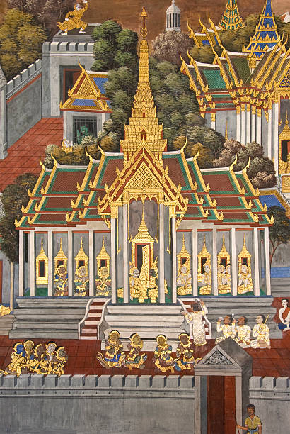 istock Thai (Ramayana story) Mural Painting on the wall 160138338