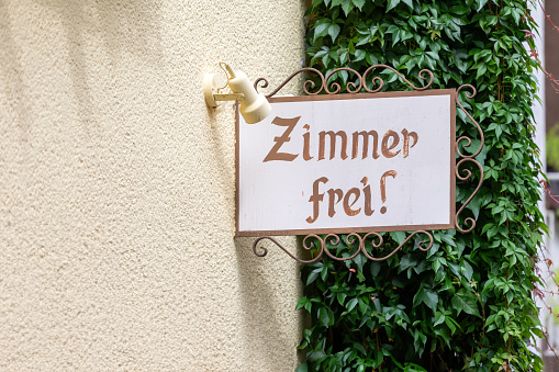 Hotel with German text Zimmer Frei (room free)