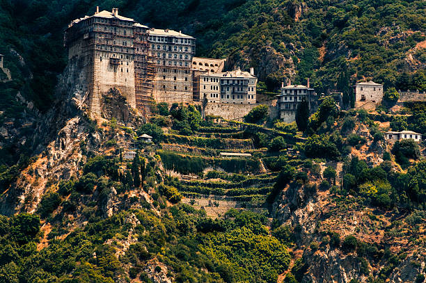 Simonos Petra monastery, Mt. Athos, Greece stock photo