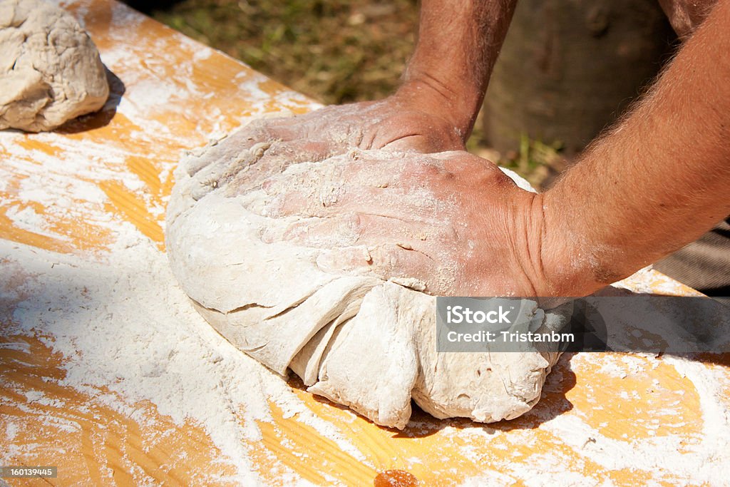 Man hands kneading dough Baker kneading dough made with biological products Activity Stock Photo