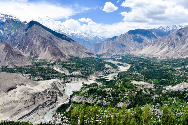 Hunza Valley Rakaposhi 7788m, hunza Valley view karakoram highway stock pictures, royalty-free photos & images