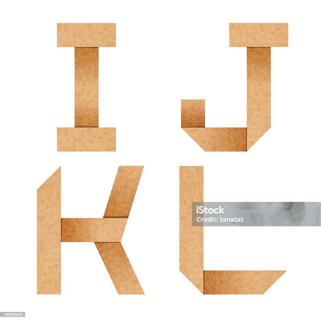 Buchstaben I, J, K, L Origami Papier mit clipping path - Lizenzfrei Alphabet Stock-Foto