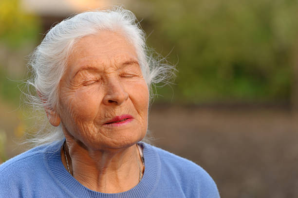 istock The elderly woman with closed eyes 160140913