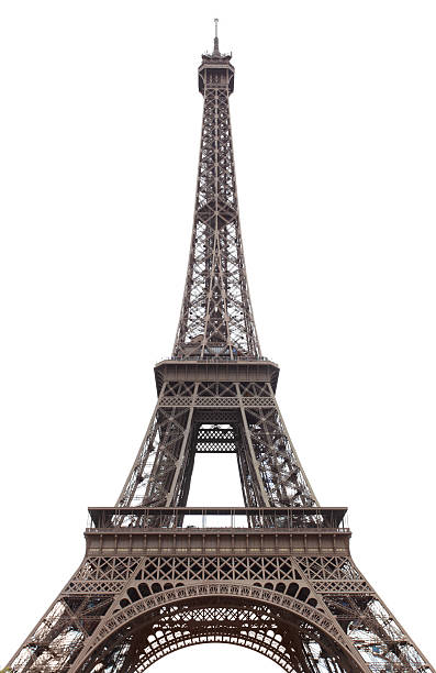 A portrait of Eiffel Tower in day time Eiffel tower isolated over the white background eiffel tower stock pictures, royalty-free photos & images