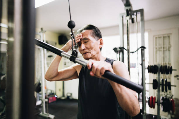 istock Tired senior man at the gym 1601423461
