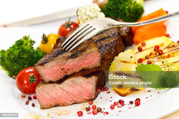 Grilled New York Strip Steak Stock Photo - Download Image Now - Baked Potato, Barbecue - Meal, Beef