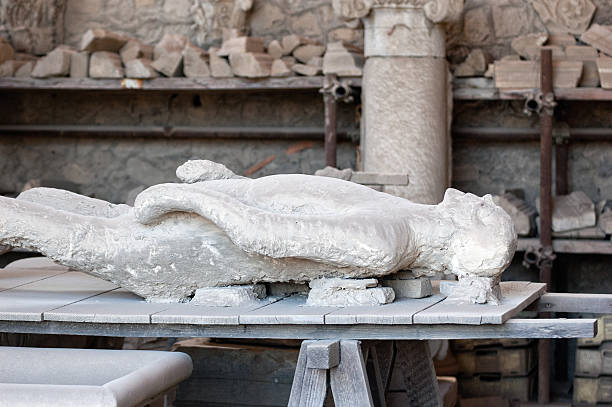 Victims - the ruins of Pompeii Plaster cast of one of the many victims of the eruption of Pompeii victims the ruins of pompeii stock pictures, royalty-free photos & images
