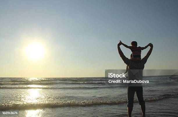 Father With Son On Shoulders At The Beach Stock Photo - Download Image Now - Child, Life Events, Parent