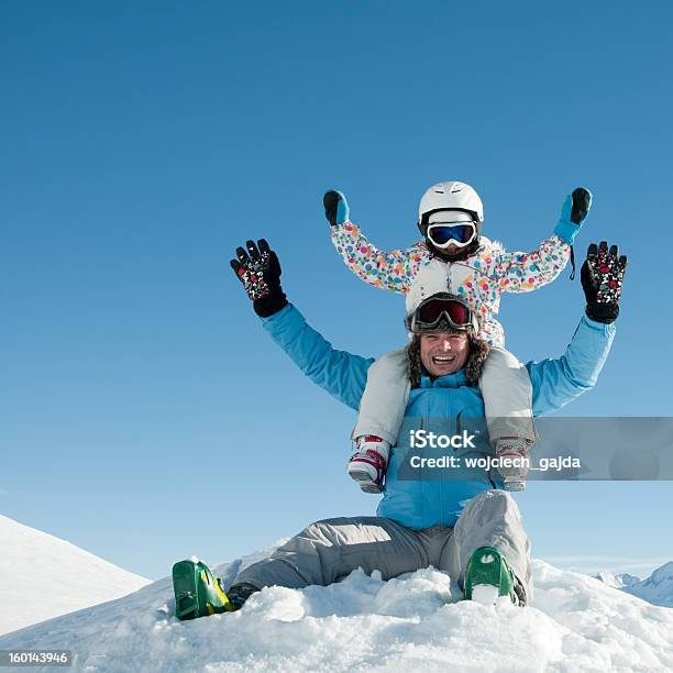 Happy Winter Vacation Stock Photo - Download Image Now - Activity, Carrying On Shoulders, Child