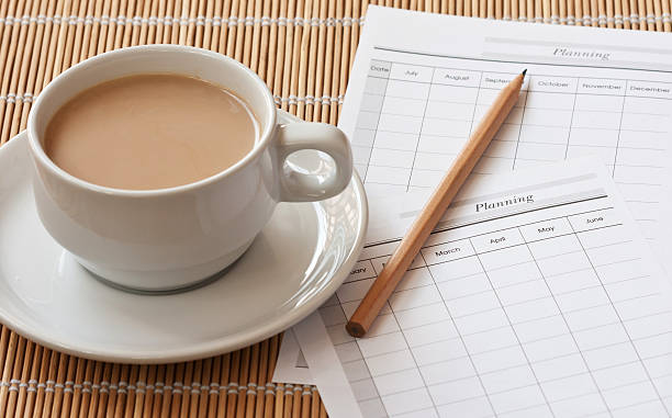 istock Planning paper with a cup of coffee 160143998