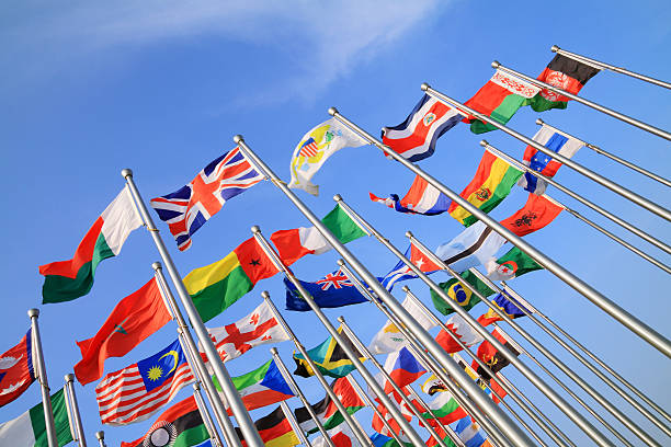 mundo flags - british empire flag global uk fotografías e imágenes de stock