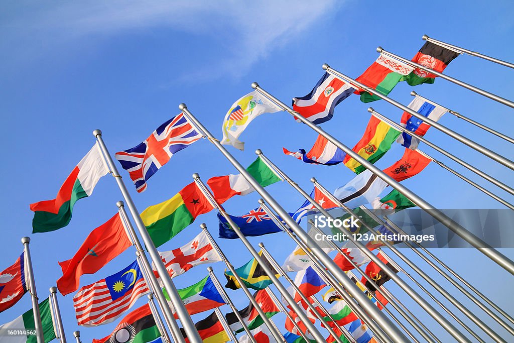 World flags World National flag flowing in the wind Global Business Stock Photo