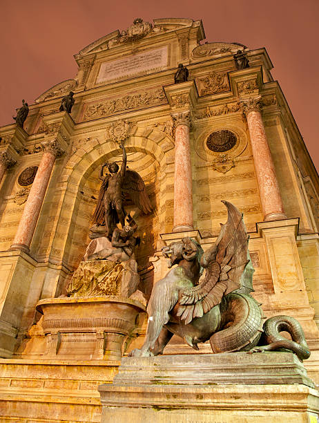istock Paris - Saint Michael fountain at night 160144712