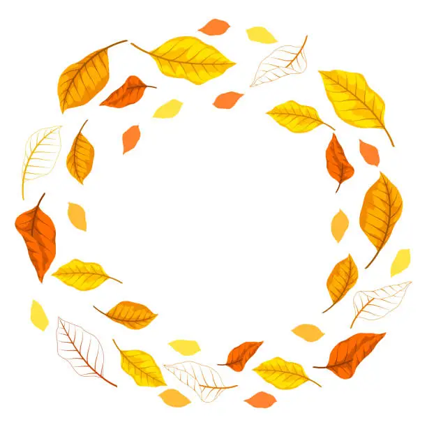 Vector illustration of Frame with autumn leaves. Illustration with various foliage.