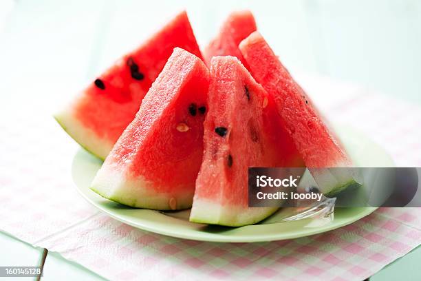 Watermelon Slices Stock Photo - Download Image Now - Antioxidant, Close-up, Crockery