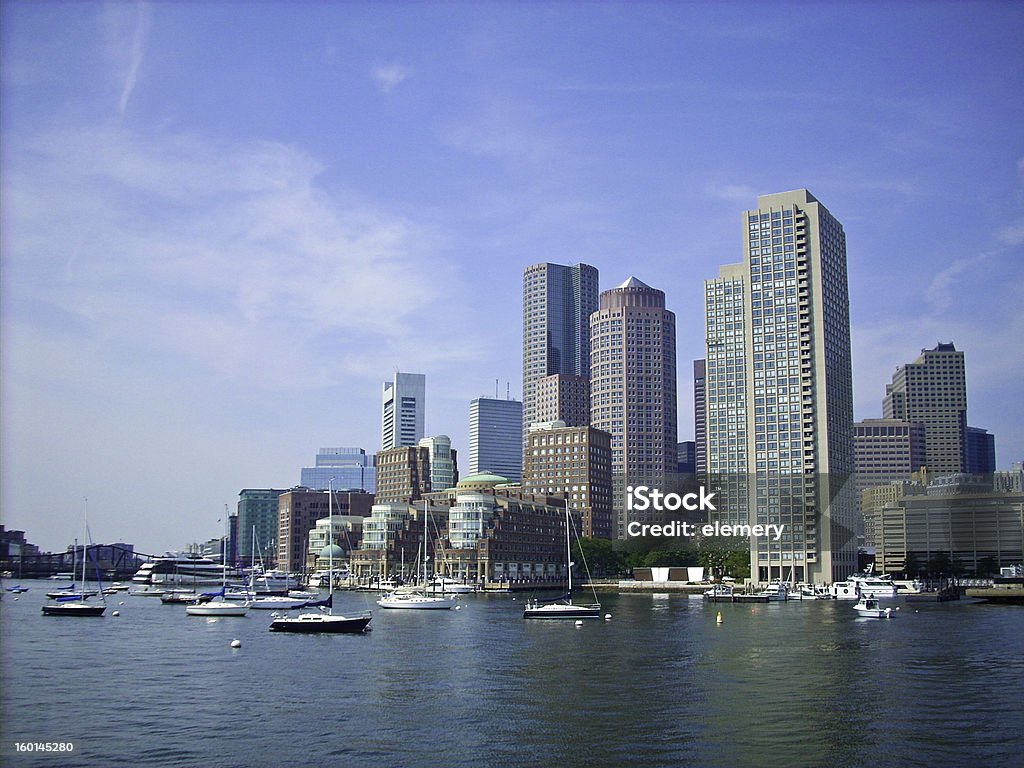 boston Harbor Skyline Skyline of Boston Harbor coming in from a ferry American Culture Stock Photo